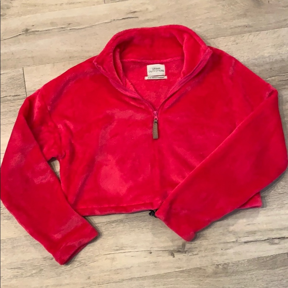 Hot pink urban outfitters fleece crop
